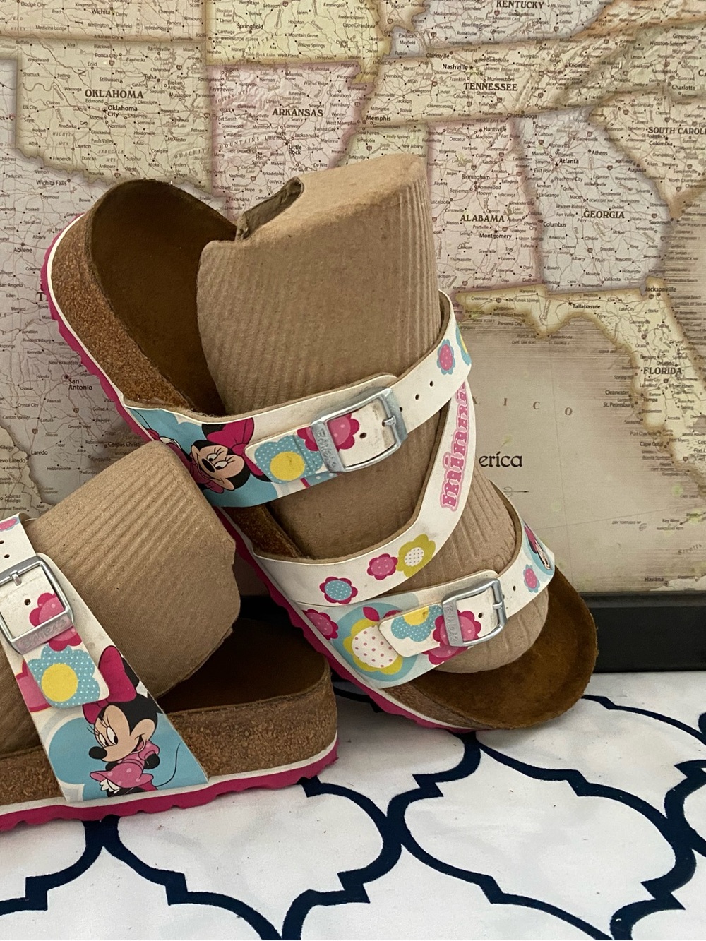 Pre-owned Birki’s Disney Salina Minnie Mouse Pink Floral Women’s 42/11 Sandals